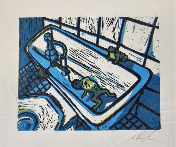 Frogot To Flush 2019 Reduction Print