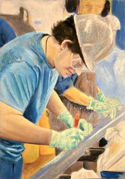Measuring the Core on the Catwalk ft. Curatorial Specialist, Carel Brest Van Kempen 2024 Chalk Pastel
