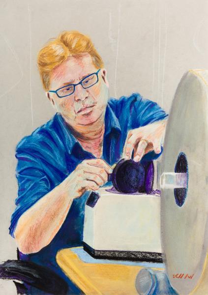 Placing a Sample in the Spinning Magnetometer ft. Paleomagnetist, Wout Krijgsman 2024 Chalk Pastel