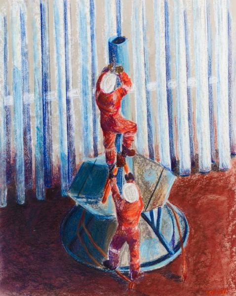 SIEM Offshore Working on a Re-entry Cone 2023 Chalk Pastel