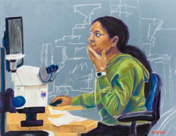 Examining Photos from the Microscope ft. Micropaleontologist, Shamar Chin 2024 Chalk Pastel