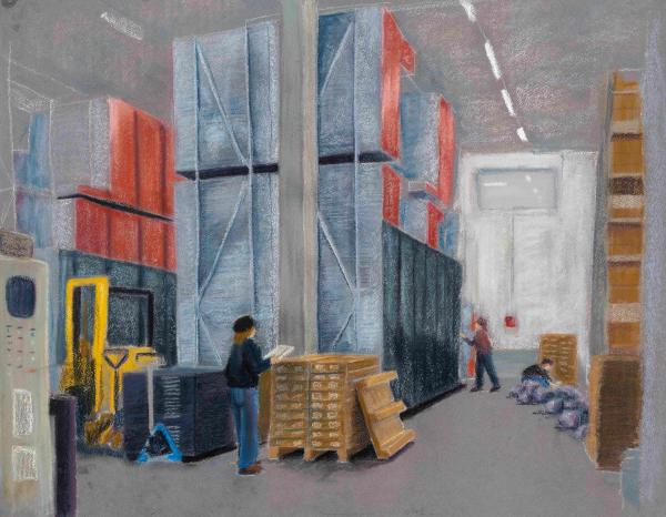 Live drawing of Bremen Core Repository 2024 Chalk Pastel 50 x 64cm