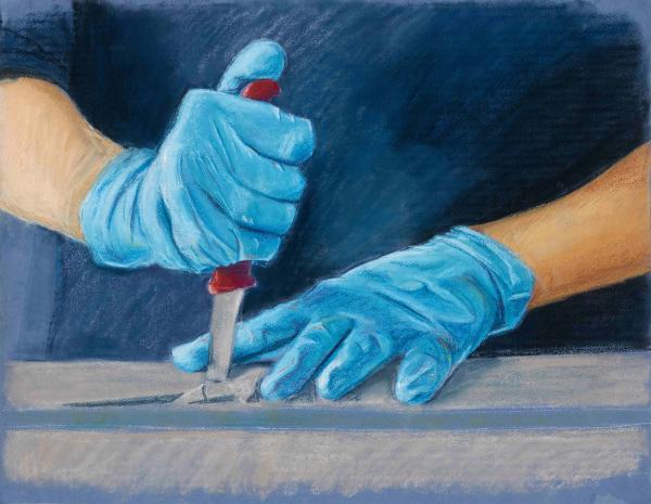 Removing a Sample from the Core 2024 Chalk Pastel 50 x 64cm