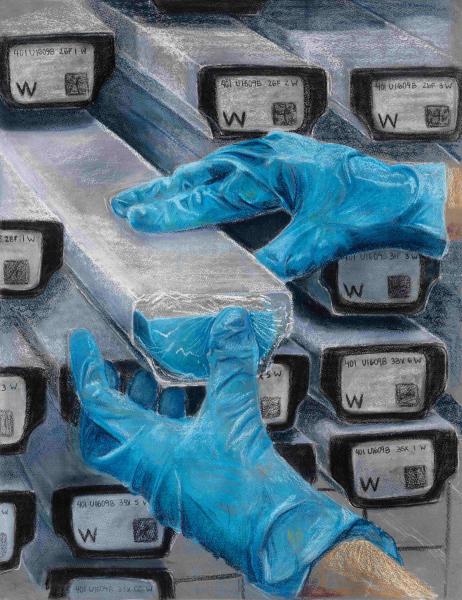 Returning the Core to the Repository 2024 Chalk Pastel 50 x 64cm