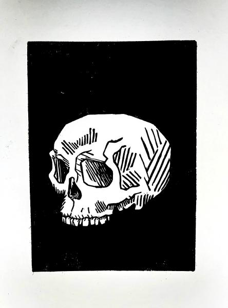 Skull 2023 Lino Print